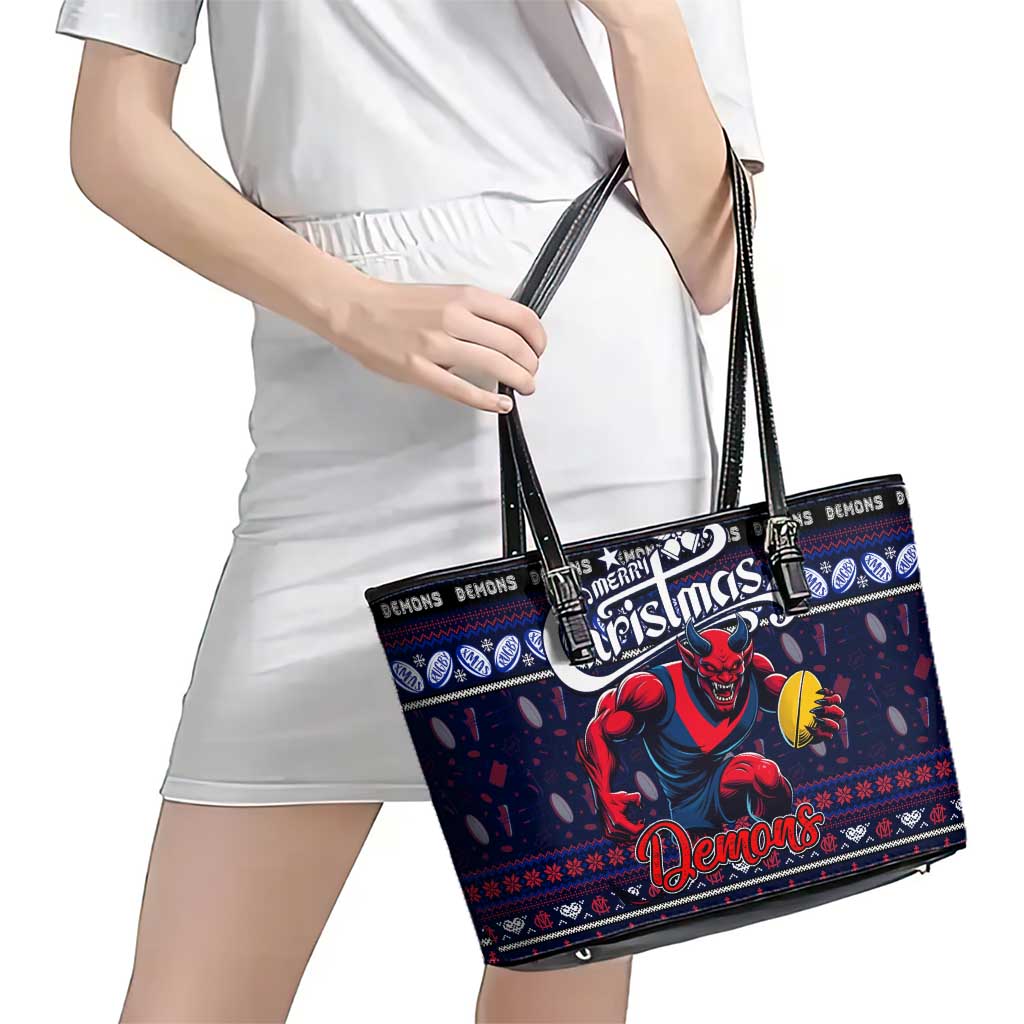 Demons Football Xmas Leather Tote Bag Australia AFL Mascot