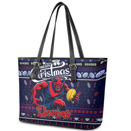 Demons Football Xmas Leather Tote Bag Australia AFL Mascot