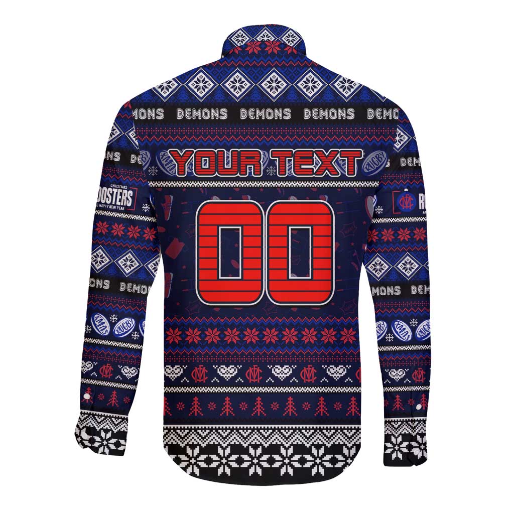 Personalized Demons Rugby Xmas Long Sleeve Button Shirt Australia AFL Mascot