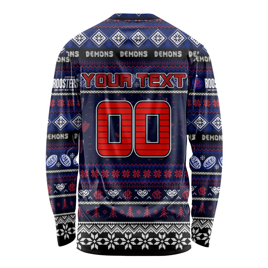 Personalized Demons Rugby Xmas Long Sleeve Shirt Australia AFL Mascot