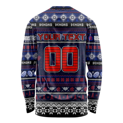 Personalized Demons Rugby Xmas Long Sleeve Shirt Australia AFL Mascot