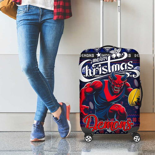 Demons Football Xmas Luggage Cover Australia AFL Mascot