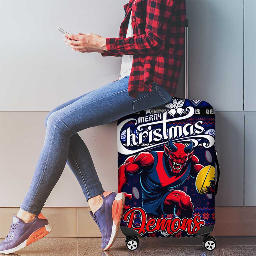 Demons Football Xmas Luggage Cover Australia AFL Mascot