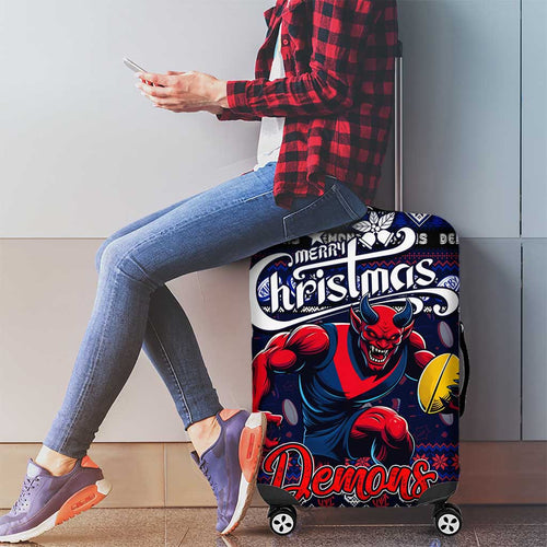 Demons Football Xmas Luggage Cover Australia AFL Mascot