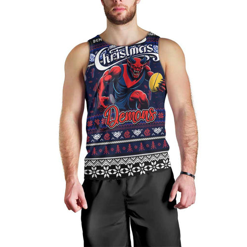 Personalized Demons Rugby Xmas Men Tank Top Australia AFL Mascot