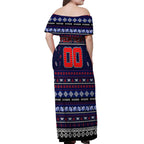 Personalized Demons Rugby Xmas Off Shoulder Maxi Dress Australia AFL Mascot