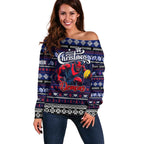 Personalized Demons Rugby Xmas Off Shoulder Sweater Australia AFL Mascot