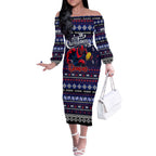 Personalized Demons Rugby Xmas Off The Shoulder Long Sleeve Dress Australia AFL Mascot