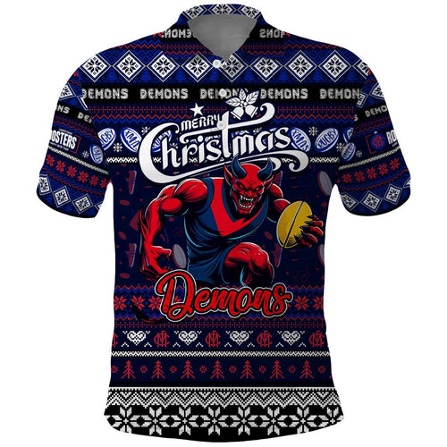 Personalized Demons Rugby Xmas Polo Shirt Australia AFL Mascot