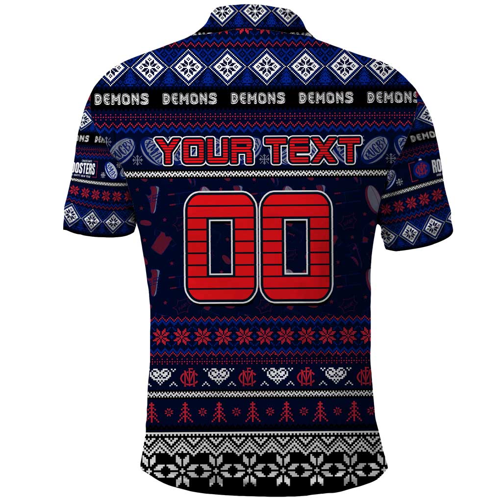 Personalized Demons Rugby Xmas Polo Shirt Australia AFL Mascot