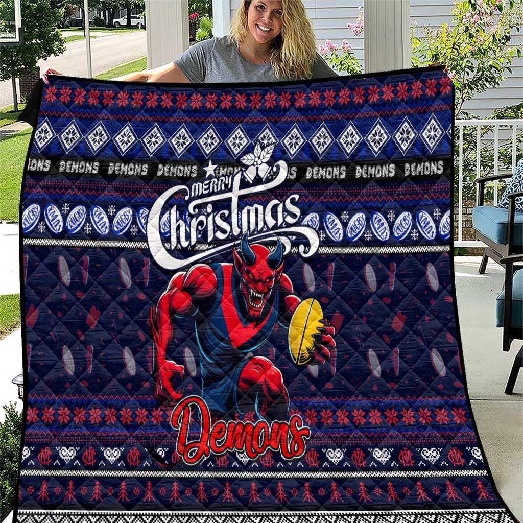 Demons Football Xmas Quilt Australia AFL Mascot