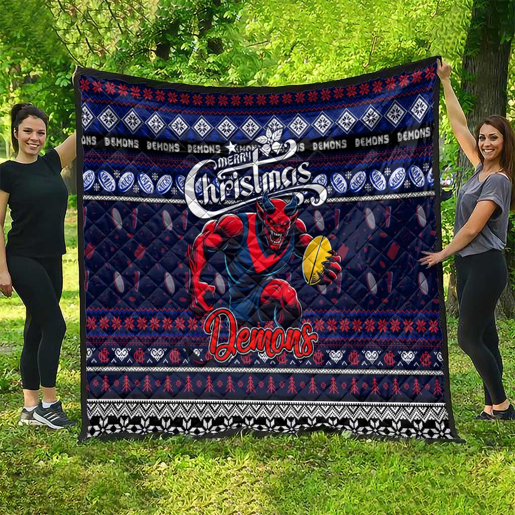 Demons Football Xmas Quilt Australia AFL Mascot