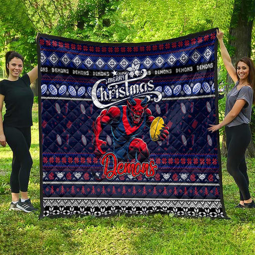 Demons Football Xmas Quilt Australia AFL Mascot