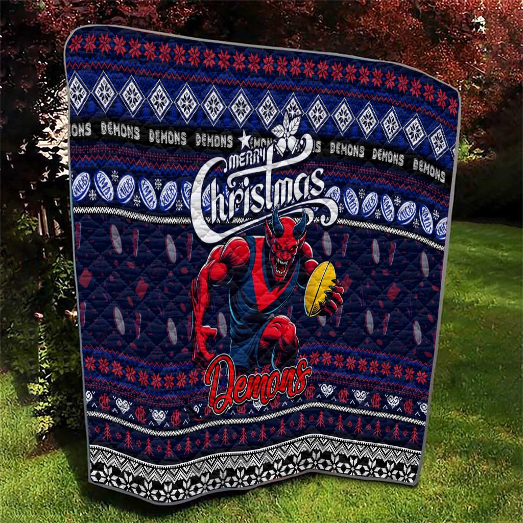 Demons Football Xmas Quilt Australia AFL Mascot