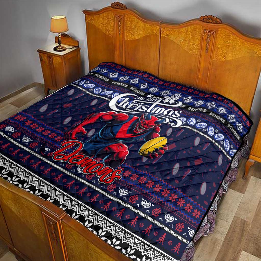 Demons Football Xmas Quilt Australia AFL Mascot