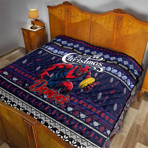 Demons Football Xmas Quilt Australia AFL Mascot