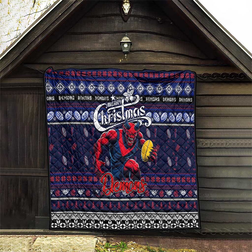 Demons Football Xmas Quilt Australia AFL Mascot
