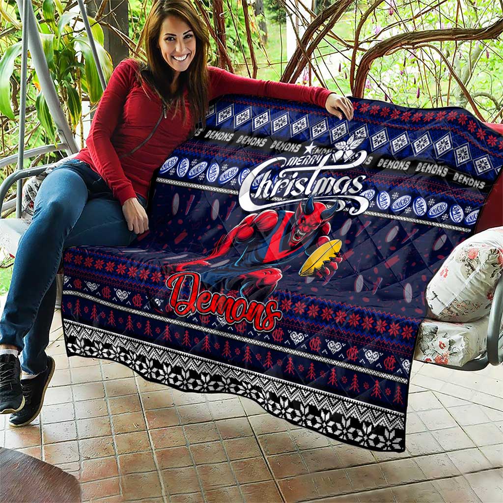 Demons Football Xmas Quilt Australia AFL Mascot