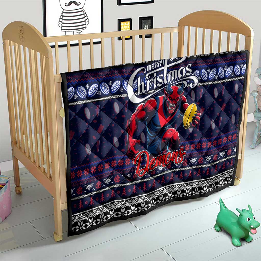 Demons Football Xmas Quilt Australia AFL Mascot