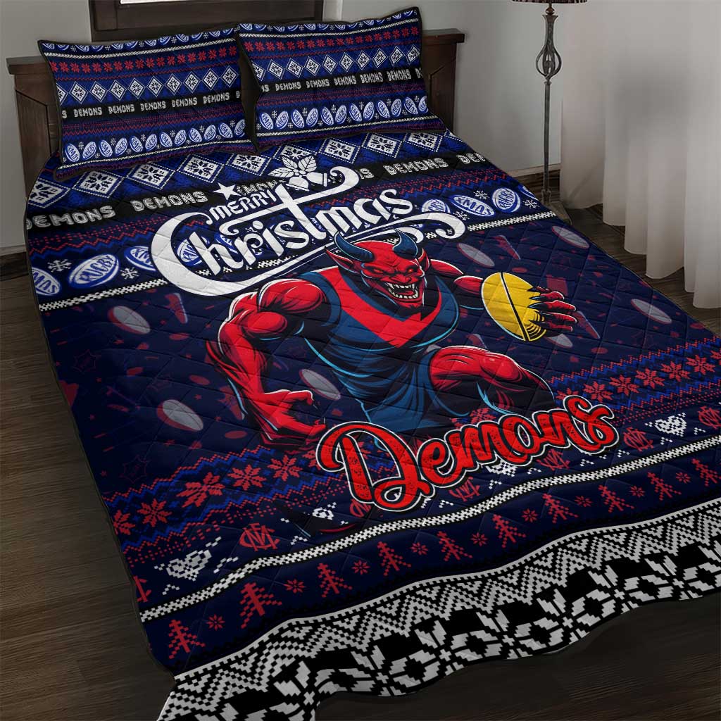 Demons Football Xmas Quilt Bed Set Australia AFL Mascot