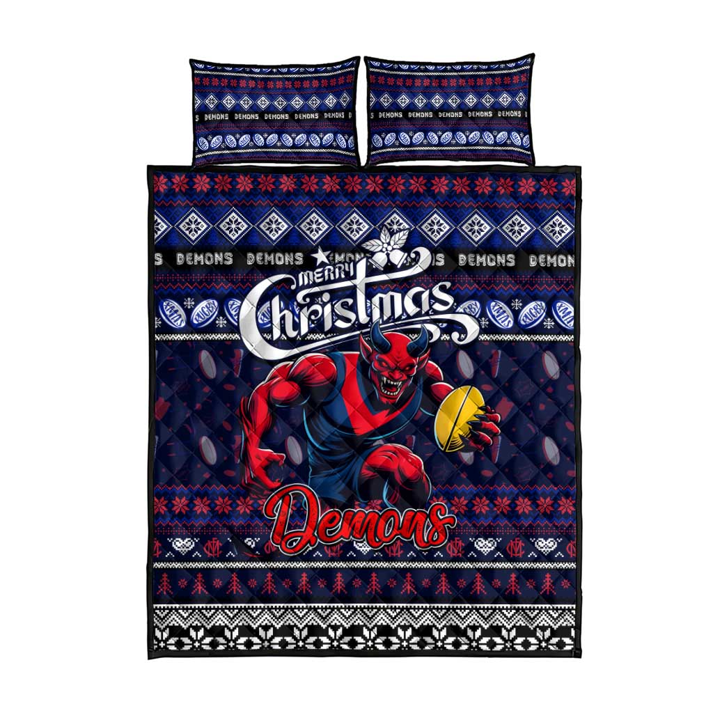 Demons Football Xmas Quilt Bed Set Australia AFL Mascot