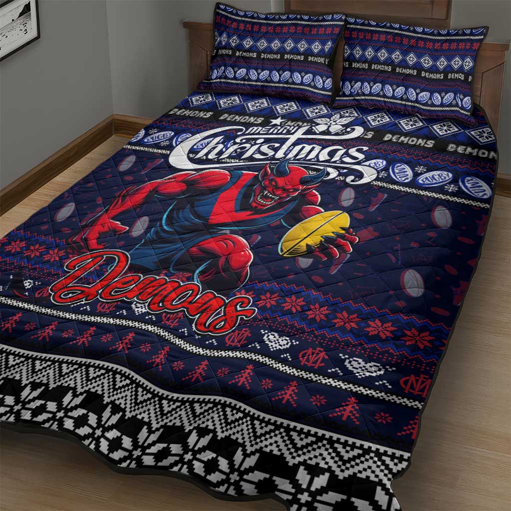 Demons Football Xmas Quilt Bed Set Australia AFL Mascot