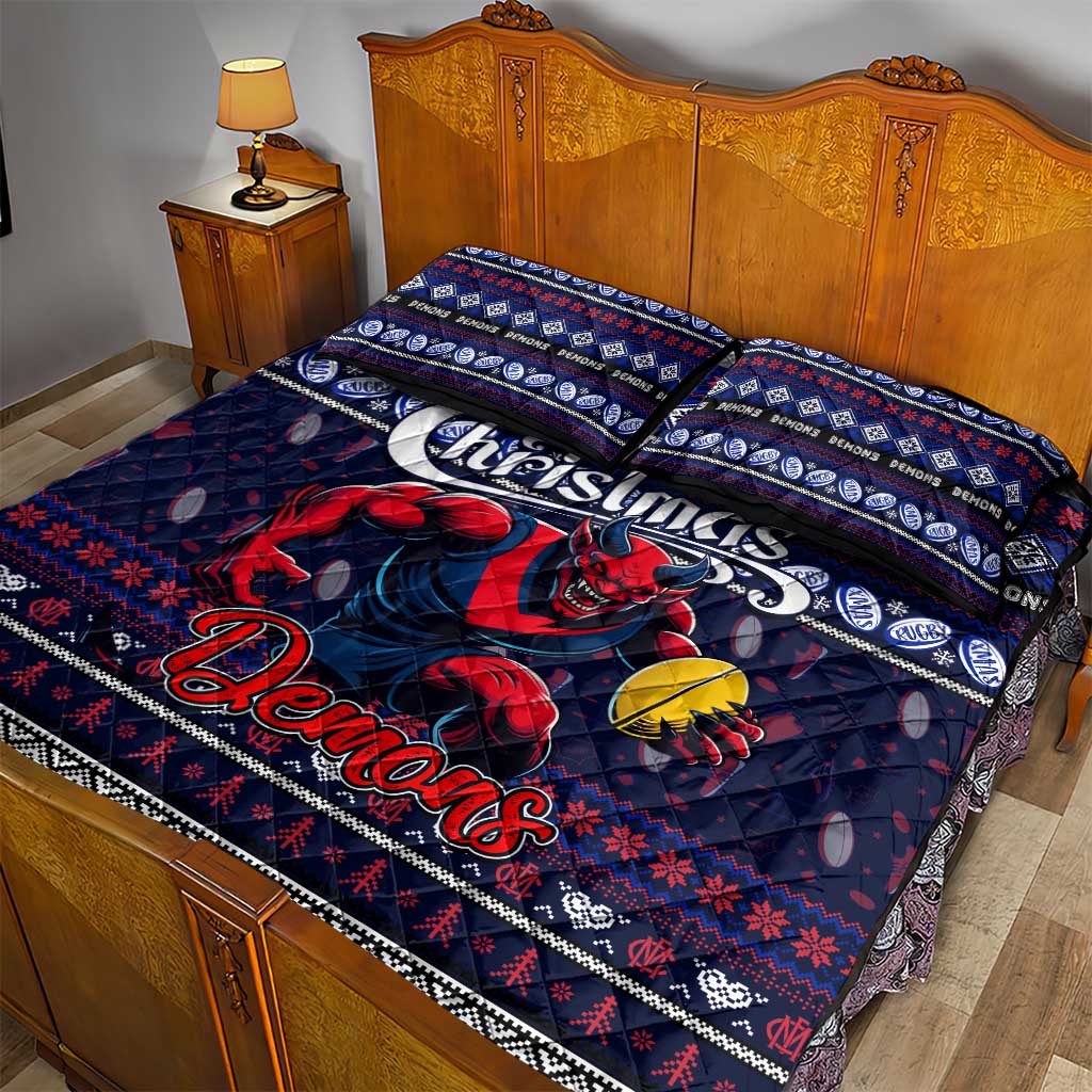 Demons Football Xmas Quilt Bed Set Australia AFL Mascot