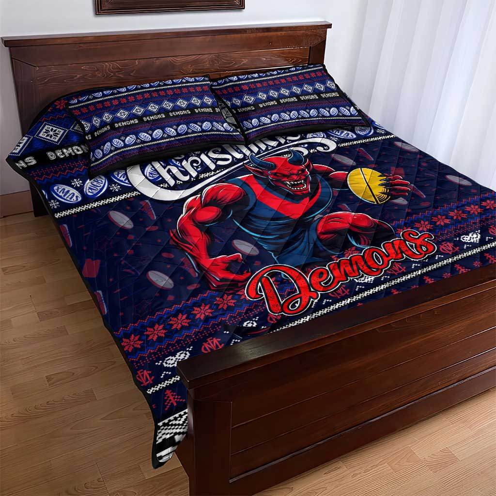 Demons Football Xmas Quilt Bed Set Australia AFL Mascot