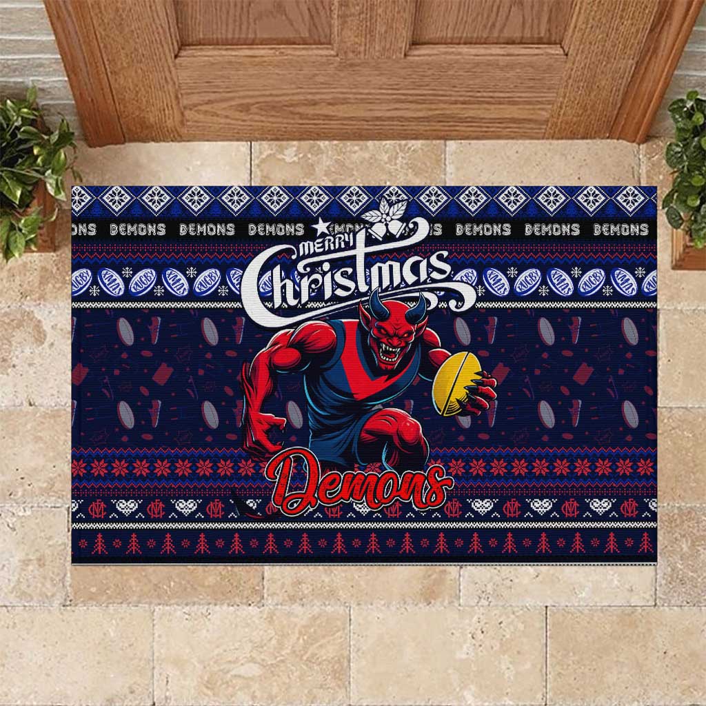 Demons Football Xmas Rubber Doormat Australia AFL Mascot