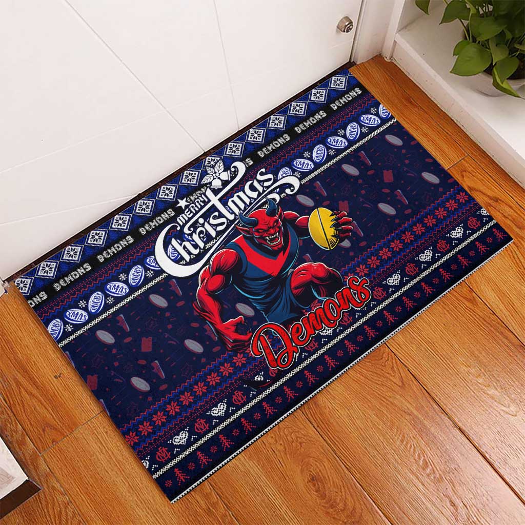 Demons Football Xmas Rubber Doormat Australia AFL Mascot