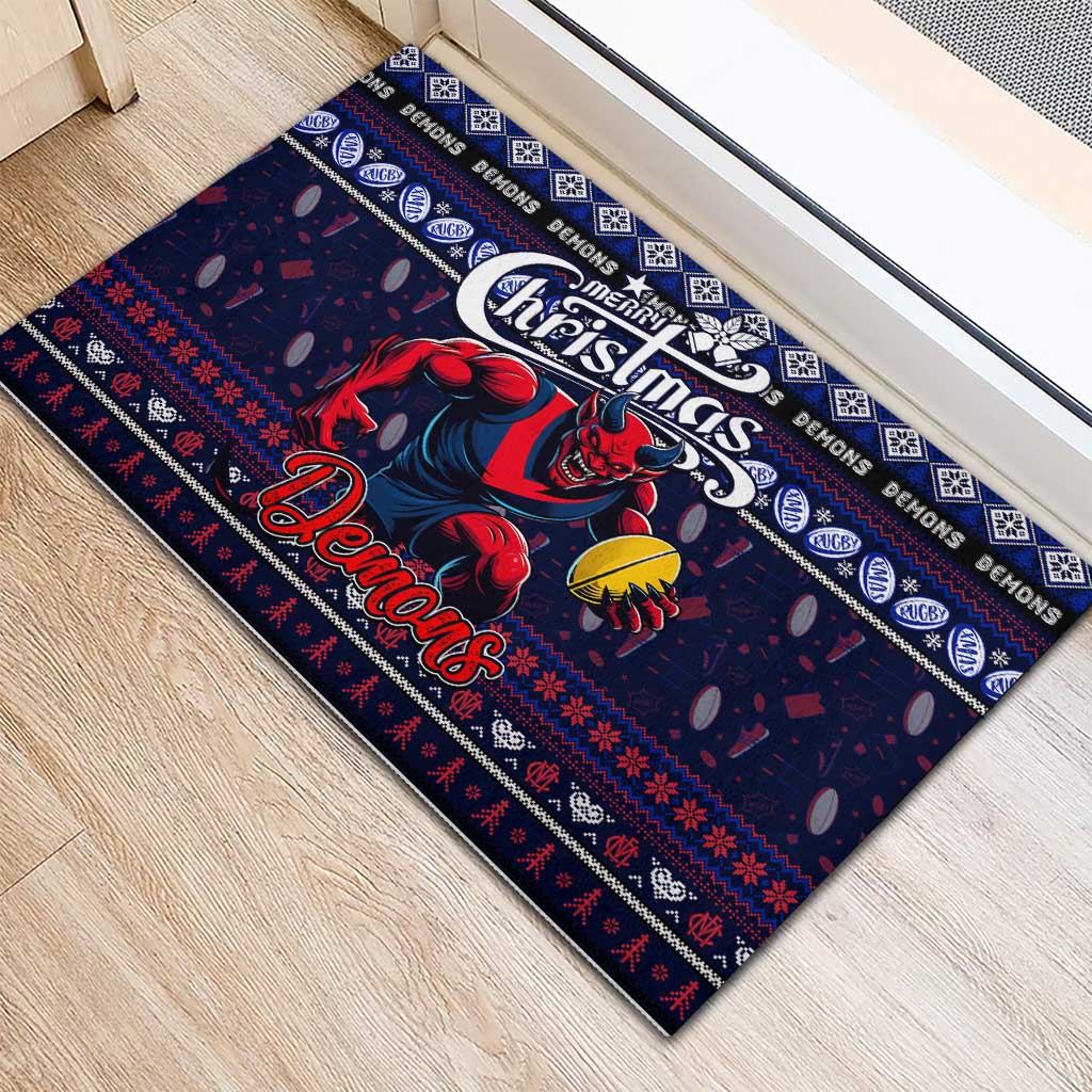 Demons Football Xmas Rubber Doormat Australia AFL Mascot