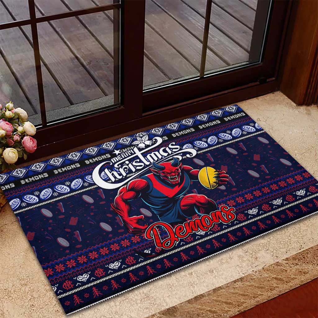 Demons Football Xmas Rubber Doormat Australia AFL Mascot
