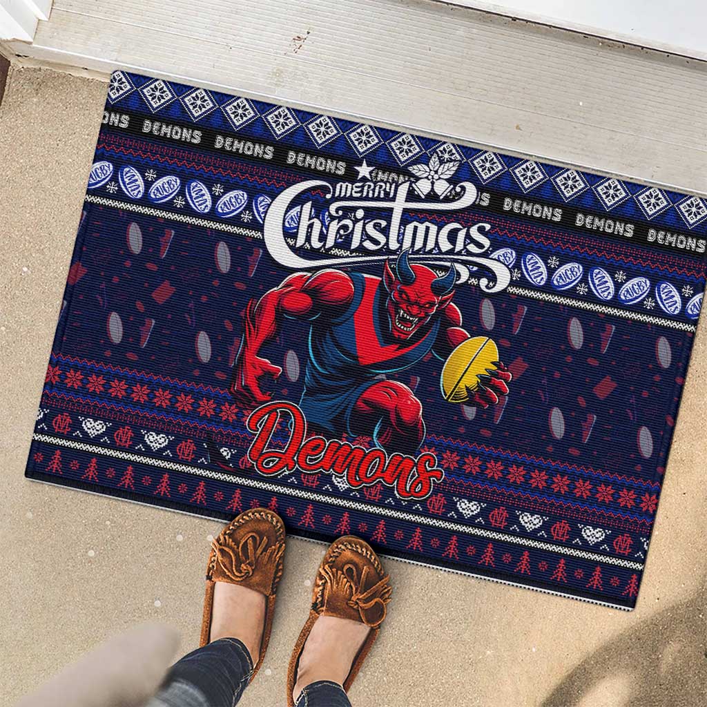 Demons Football Xmas Rubber Doormat Australia AFL Mascot