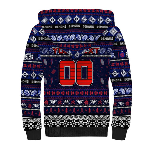 Personalized Demons Rugby Xmas Sherpa Hoodie Australia AFL Mascot