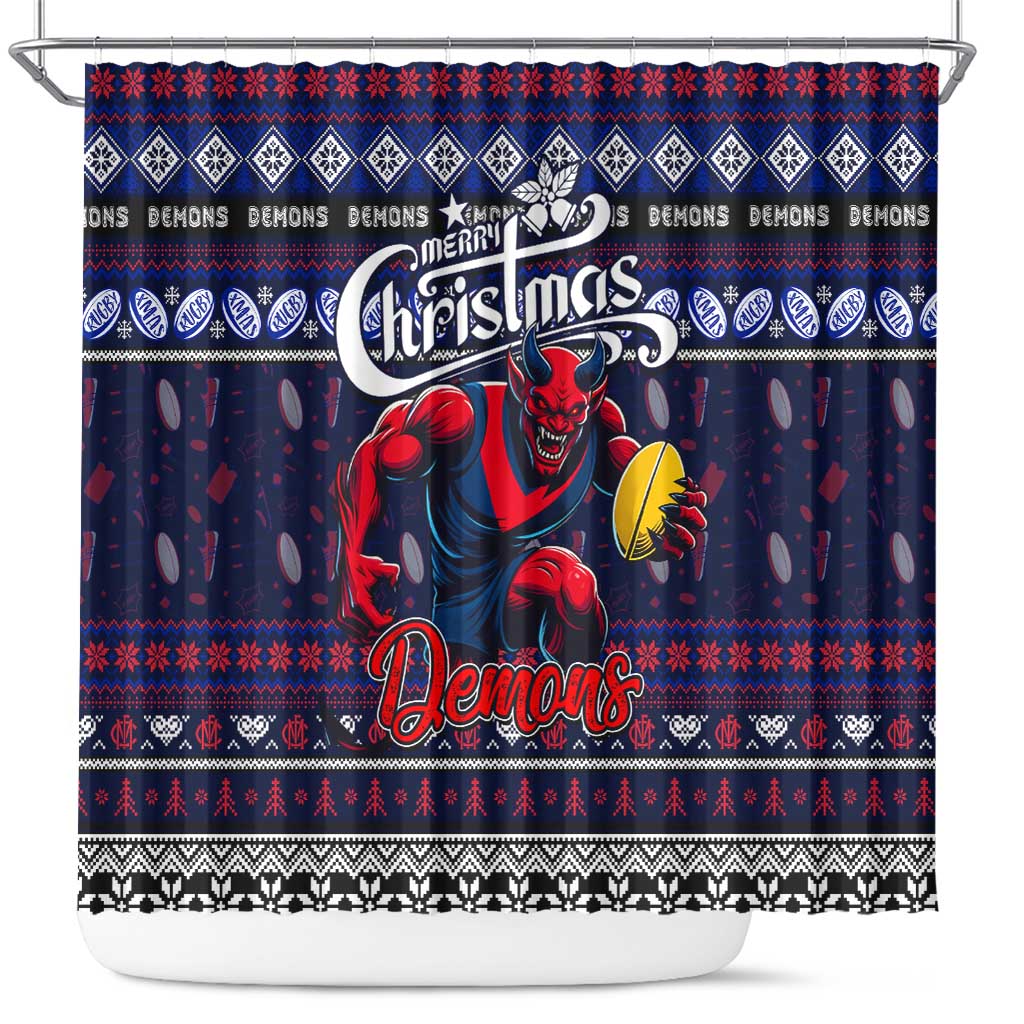 Demons Football Xmas Shower Curtain Australia AFL Mascot