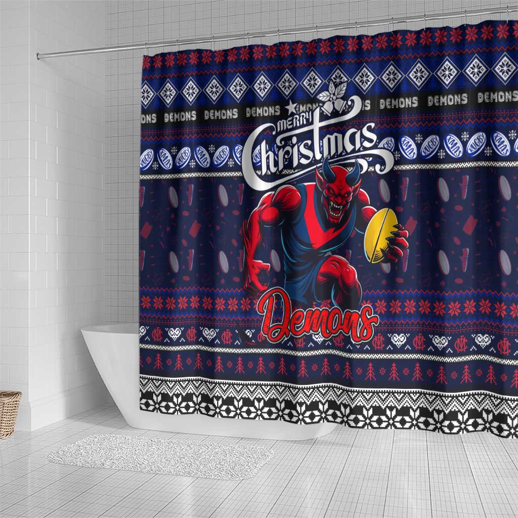 Demons Football Xmas Shower Curtain Australia AFL Mascot