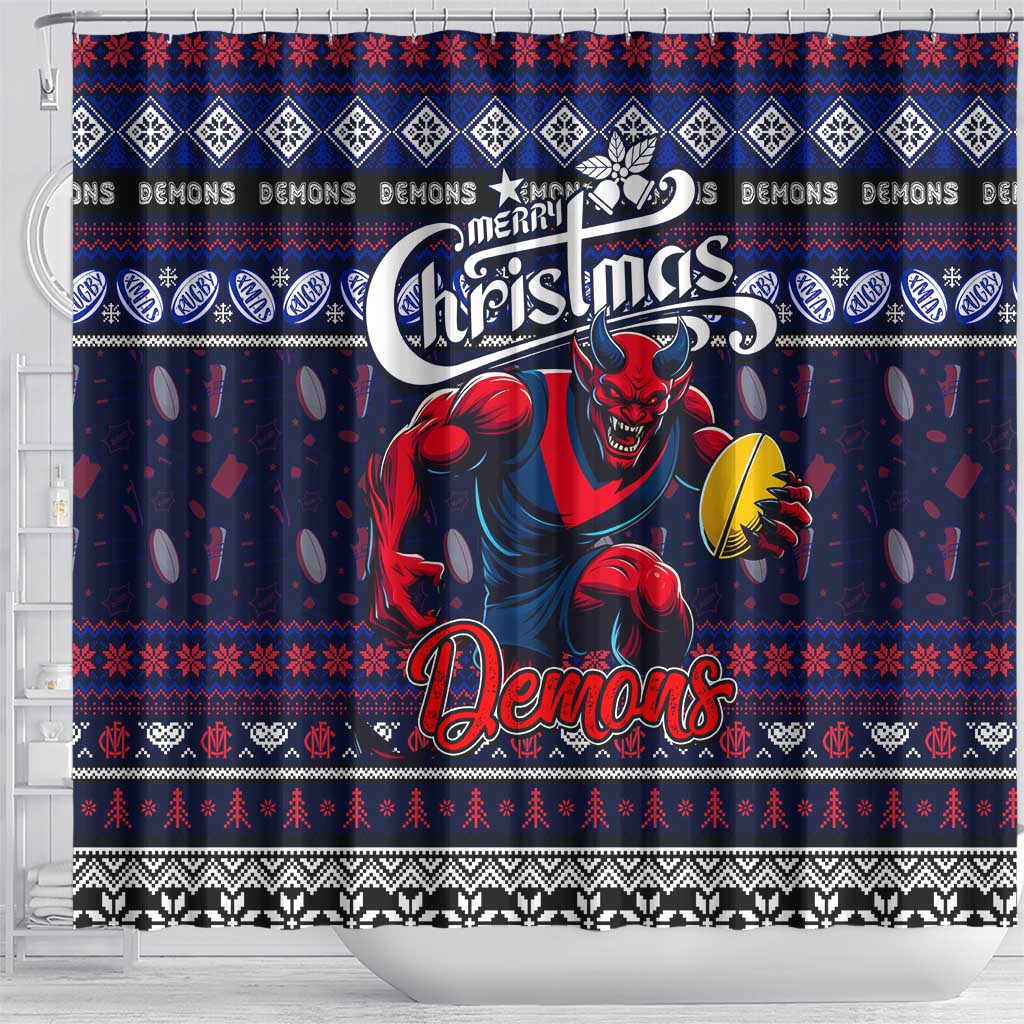 Demons Football Xmas Shower Curtain Australia AFL Mascot