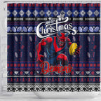 Demons Football Xmas Shower Curtain Australia AFL Mascot