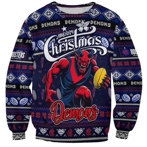 Personalized Demons Rugby Xmas Sweatshirt Australia AFL Mascot