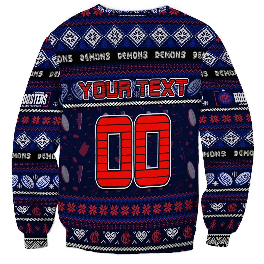 Personalized Demons Rugby Xmas Sweatshirt Australia AFL Mascot