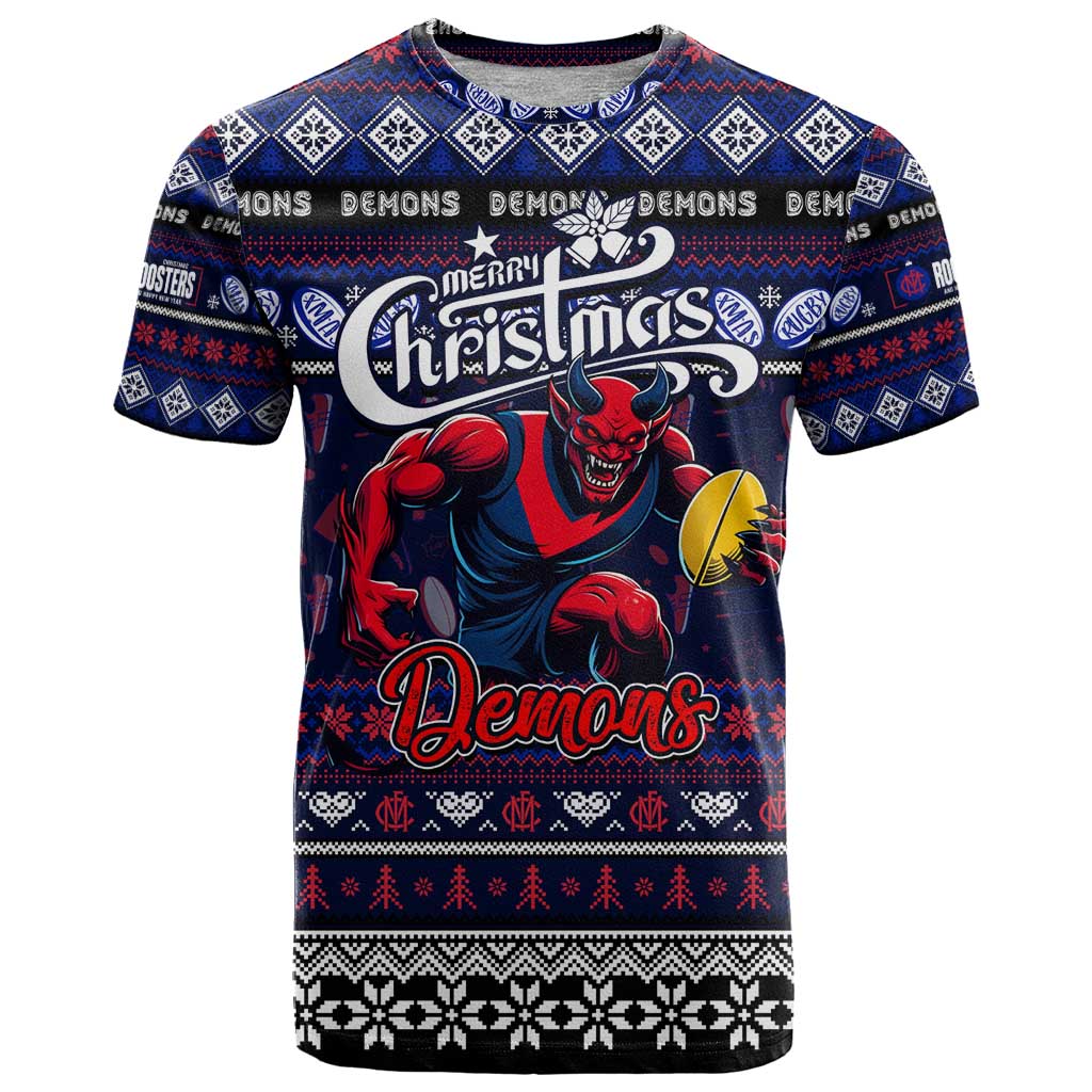 Personalized Demons Rugby Xmas T Shirt Australia AFL Mascot