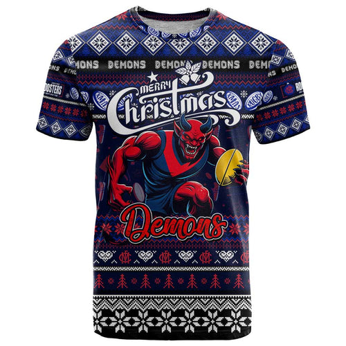 Personalized Demons Rugby Xmas T Shirt Australia AFL Mascot