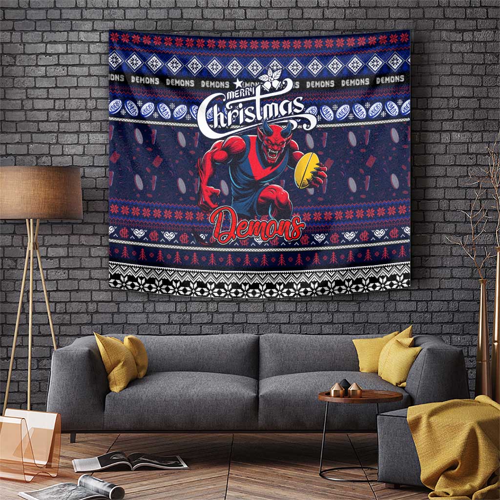Demons Football Xmas Tapestry Australia AFL Mascot
