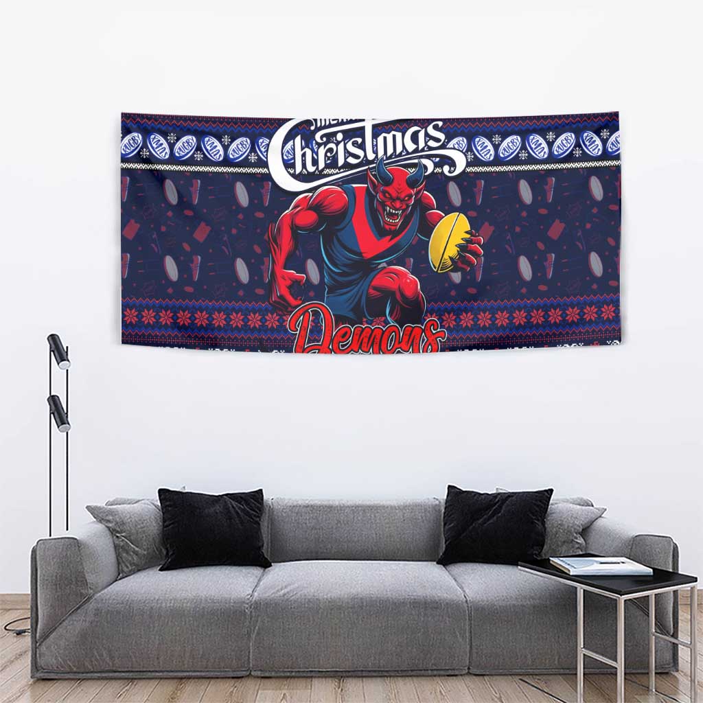 Demons Football Xmas Tapestry Australia AFL Mascot