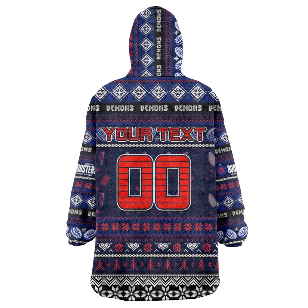 Personalized Demons Rugby Xmas Wearable Blanket Hoodie Australia AFL Mascot