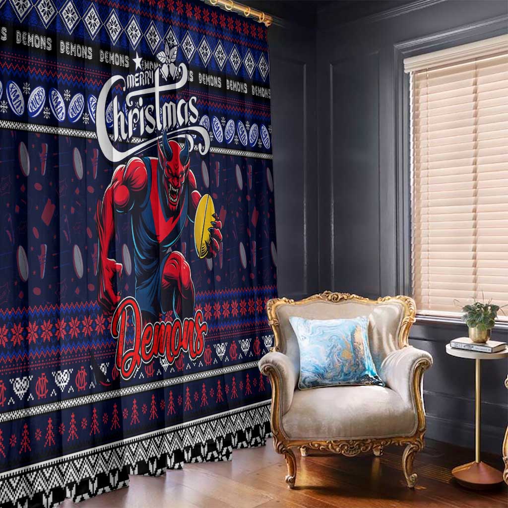 Demons Football Xmas Window Curtain Australia AFL Mascot