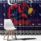 Demons Football Xmas Window Curtain Australia AFL Mascot