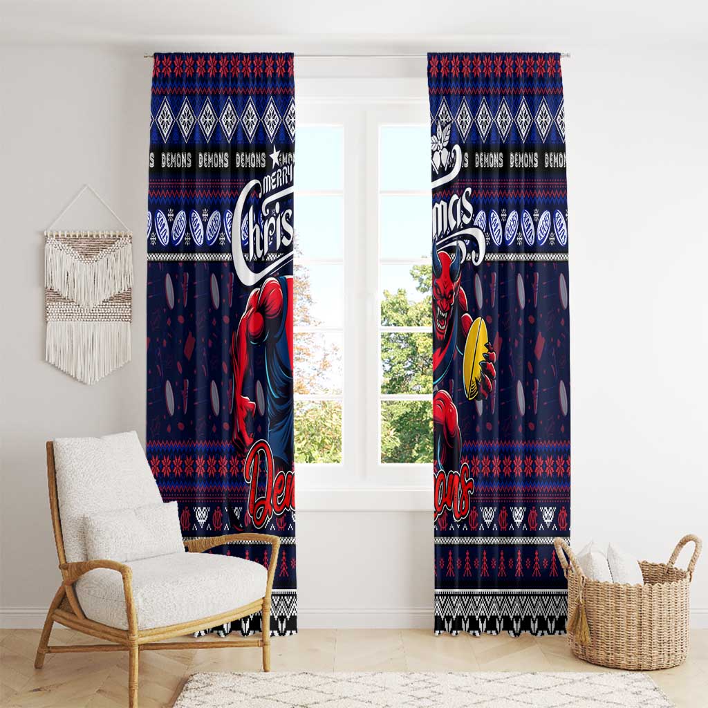 Demons Football Xmas Window Curtain Australia AFL Mascot