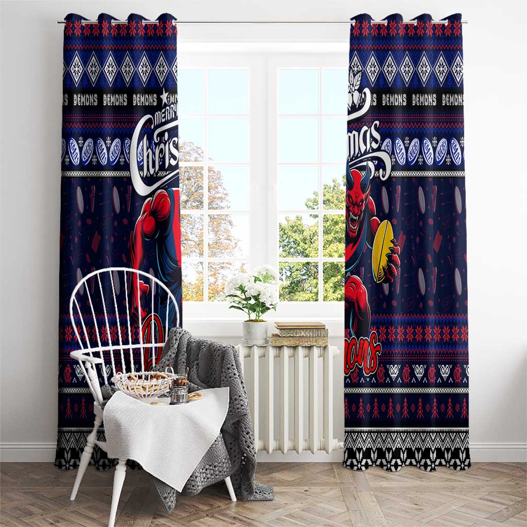 Demons Football Xmas Window Curtain Australia AFL Mascot