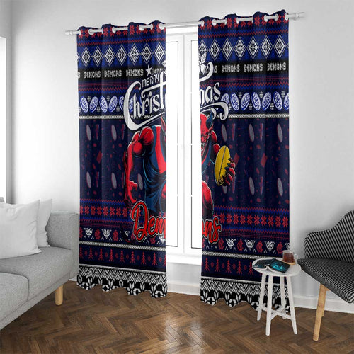 Demons Football Xmas Window Curtain Australia AFL Mascot